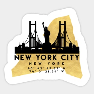 New York City New York Skyline Map Art Sticker